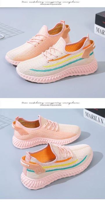 Women's Spring And Summer Breathable Mesh Face Soft Sole Non-slip Shoes-(pink)