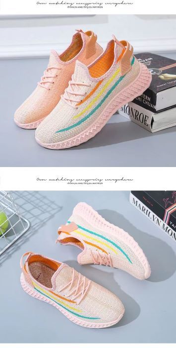 Women's Spring And Summer Breathable Mesh Face Soft Sole Non-slip Shoes-(pink)