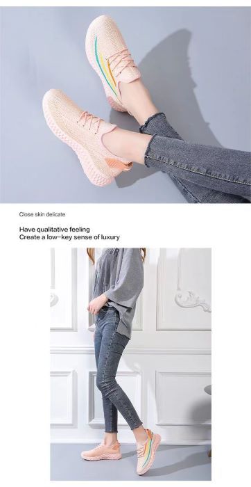 Women's Spring And Summer Breathable Mesh Face Soft Sole Non-slip Shoes-(pink)