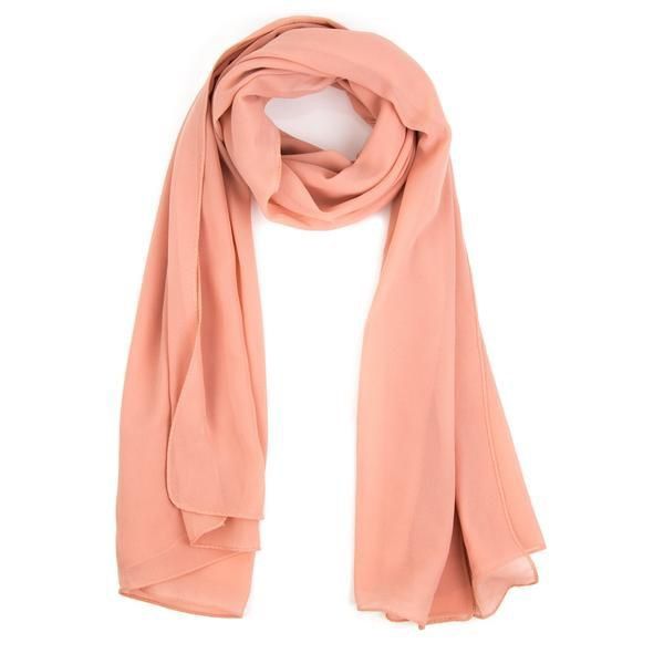 Peach Color Plain Chiffon Scarf