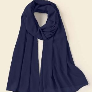 Navy Blue Plain Chiffon Scarf