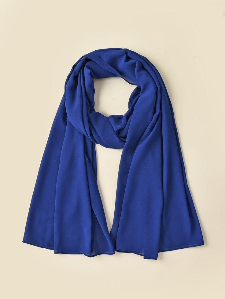 Royal Blue Plain Chiffon Scarf