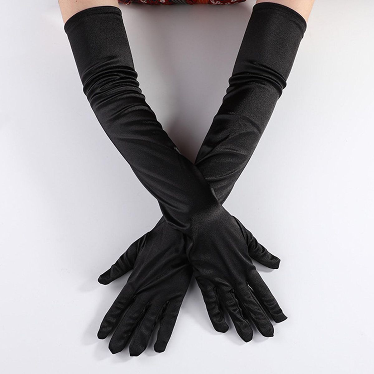 1 Pair Women Colorful Over Elbow Long Black