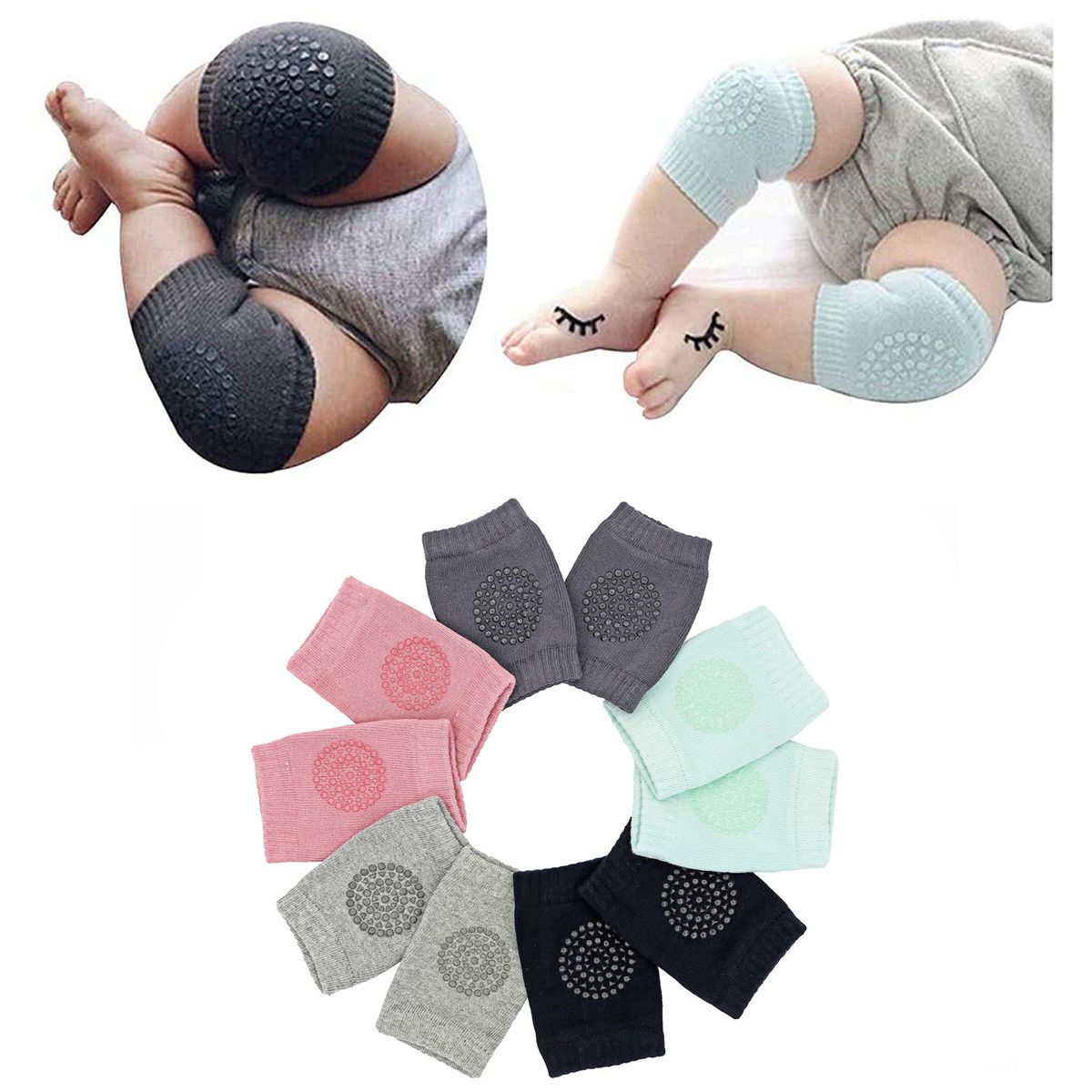 Baby Elastic Anti-Slip Knee Pad For Crawling-5 Pairs