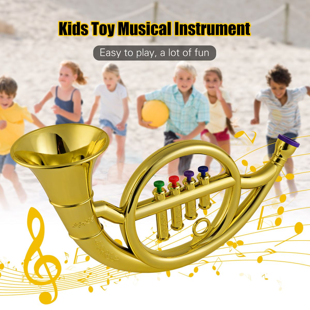 Musical Wind Instruments French Horn For Kids Toddlers ABS