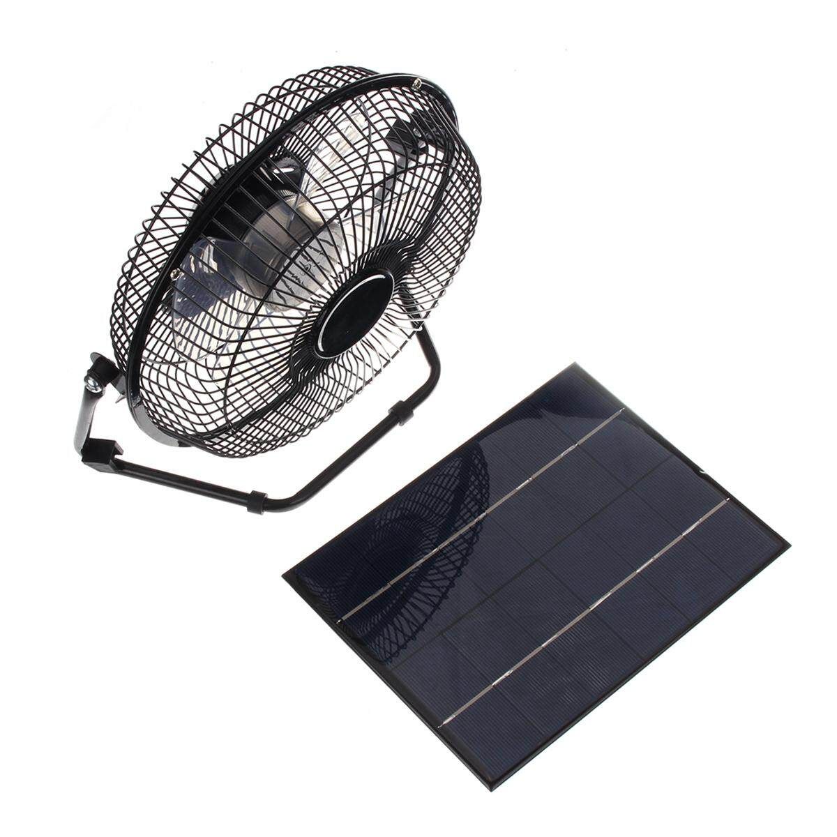6W 6V 8'' USB Iron Solar Powered Panel Fan For Outdoor Home Cooling Ventilation NEW