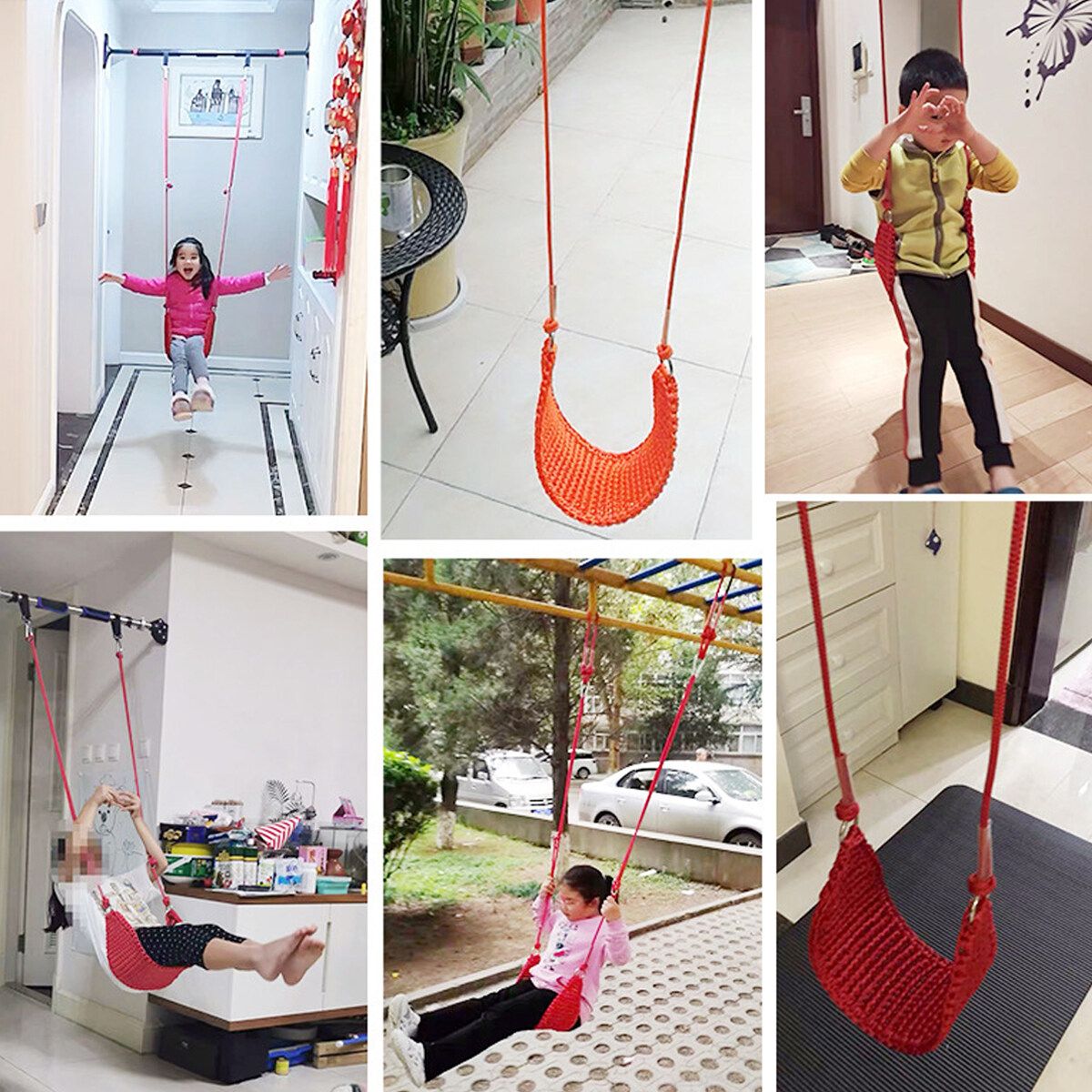 Swing Fitness Children Indoor And Outdoor Toys Outdoor Swing Net Rope Seat Baby Chair -- Type A / Type B Type A-Red