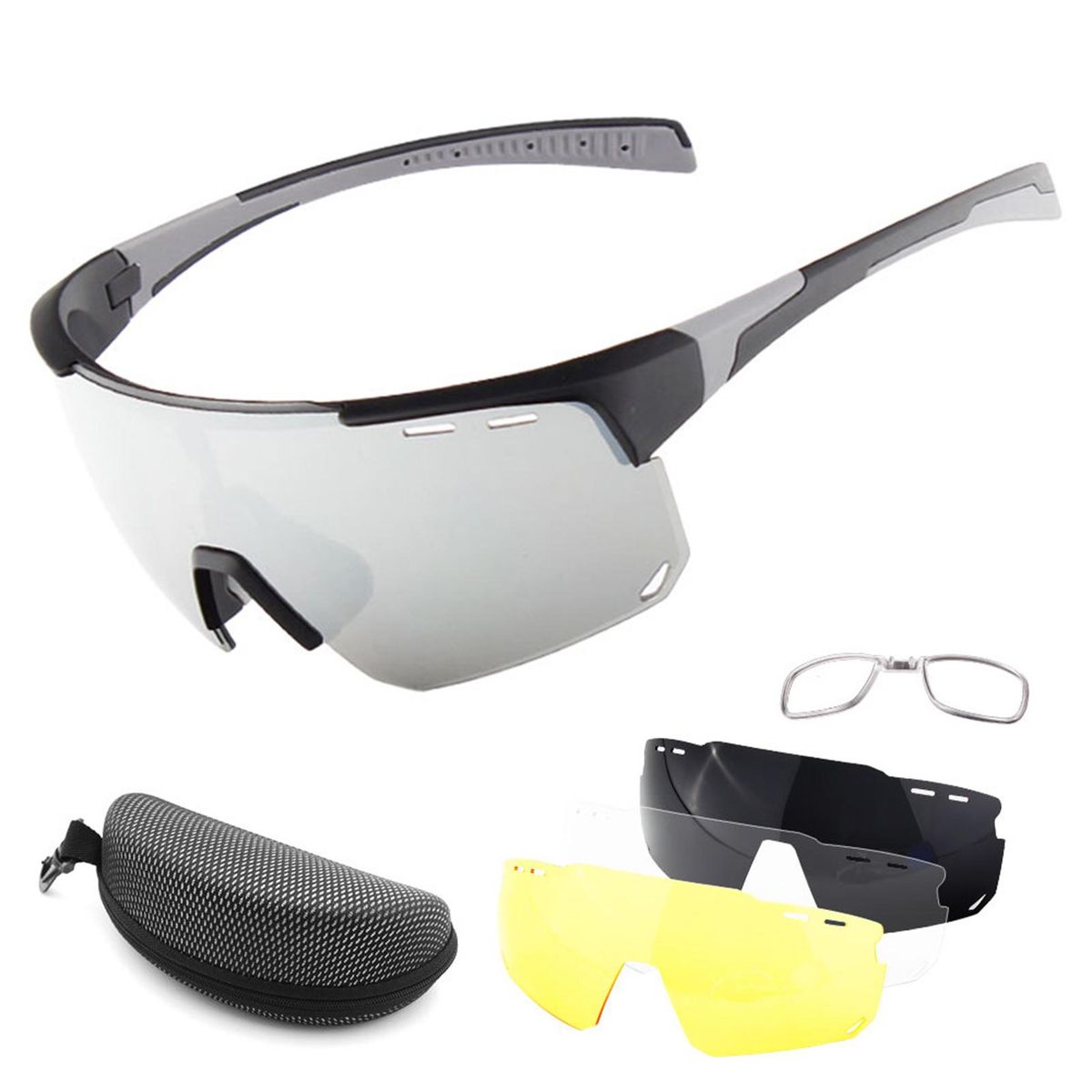 Cycling Glasses with 3 Interchangeable Lenses UV400 Sports Sunglasses MTB Road Bike Glasses for Men Women Running Driving Fishing Baseball Golf