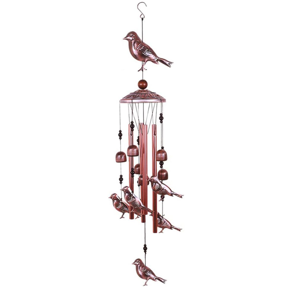 Bird Wind Chimes 4 Aluminum Tubes 6 Bells 7 Birds Windbells