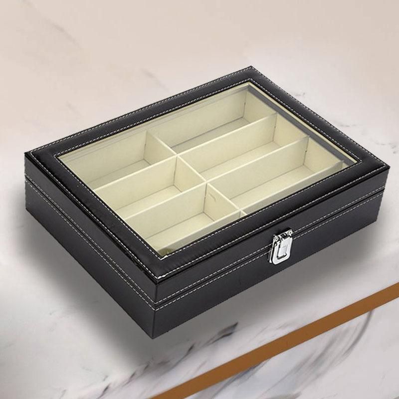 Wholesale PU Leather 8 Bit Glasses Storage Box Glasses Jewelry Box Transparent Skylight Sunglasses Sunglasses Glasses Box 33.5*24*8.5cm individual packaging