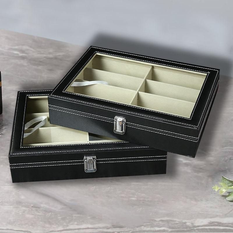 Wholesale PU Leather 8 Bit Glasses Storage Box Glasses Jewelry Box Transparent Skylight Sunglasses Sunglasses Glasses Box 33.5*24*8.5cm individual packaging