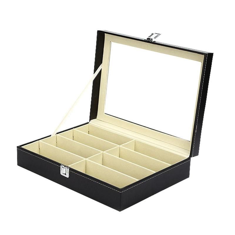 Wholesale PU Leather 8 Bit Glasses Storage Box Glasses Jewelry Box Transparent Skylight Sunglasses Sunglasses Glasses Box 33.5*24*8.5cm individual packaging