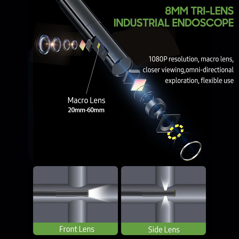5-inch Large LCD Digital Endoscope 8mm Dual-lens Industrial