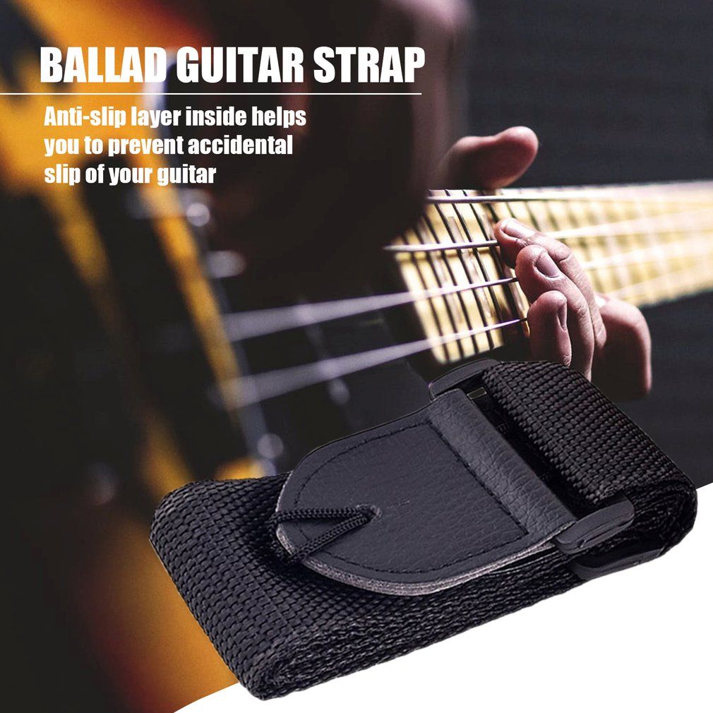 Adjustable Guitar Shoulder Strap Nylon Belt Leather Ends For Guitar Bass