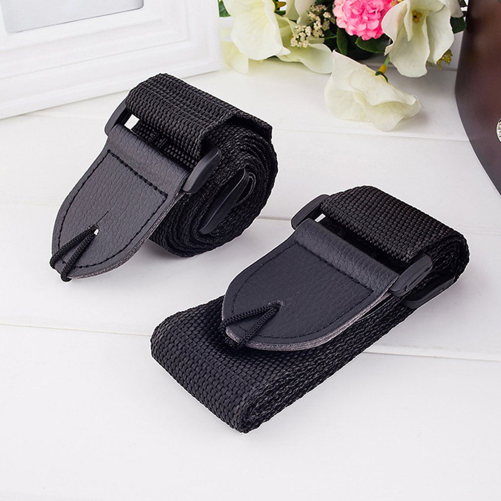 Adjustable Guitar Shoulder Strap Nylon Belt Leather Ends For Guitar Bass