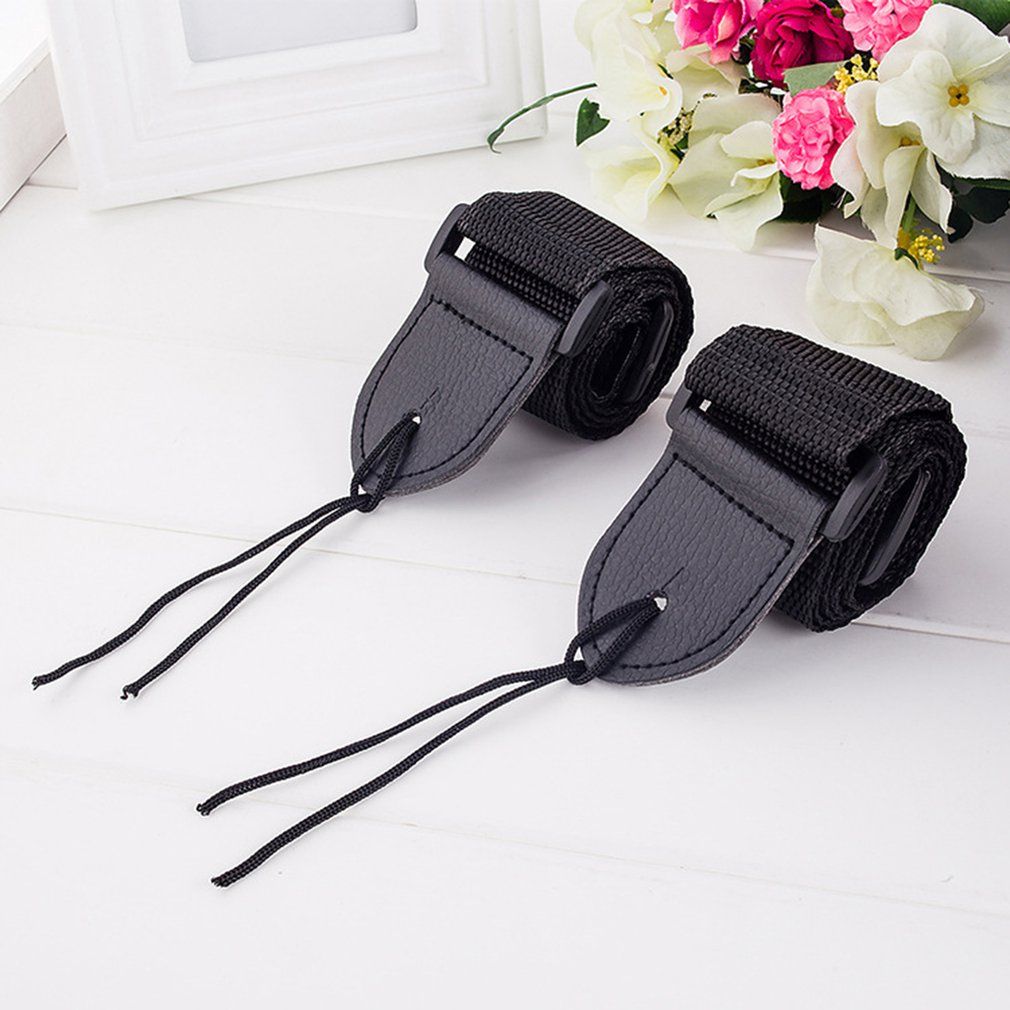 Adjustable Guitar Shoulder Strap Nylon Belt Leather Ends For Guitar Bass