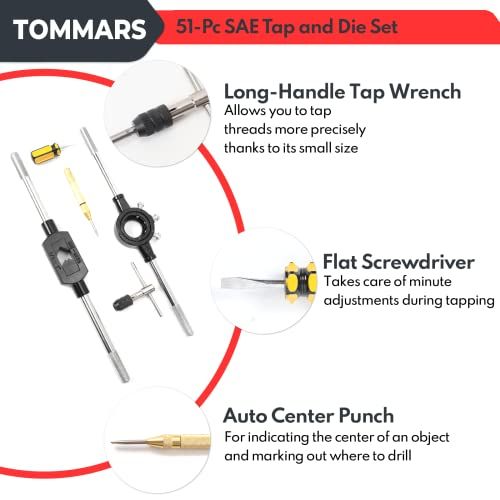 TOMMARS 1420 To 114 Tap And Die Set SAE Round Threading Dies