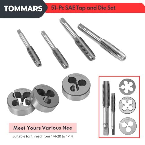 TOMMARS 1420 To 114 Tap And Die Set SAE Round Threading Dies