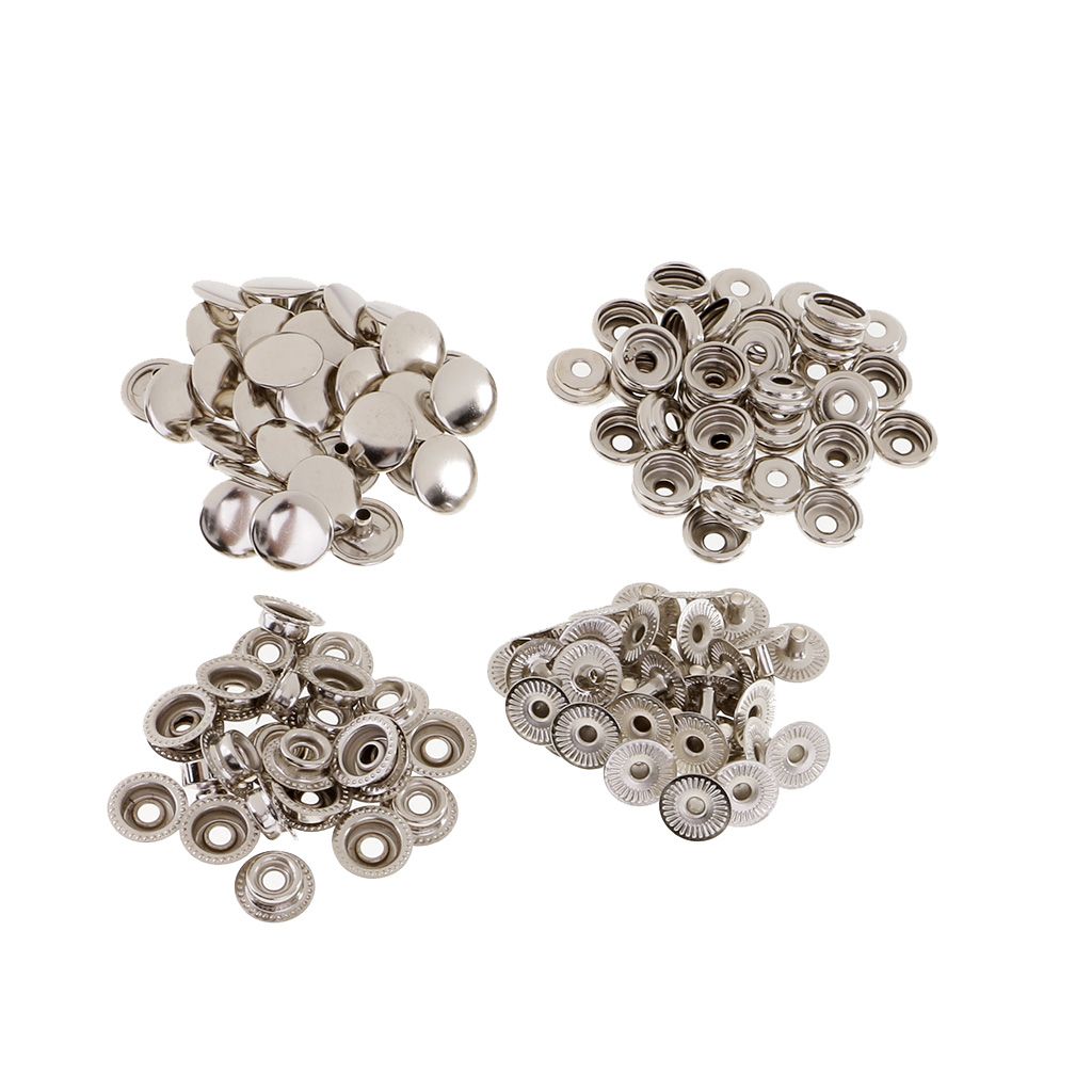 30 Sets Metal Snap Fasteners  Press 12.5mm Sliver