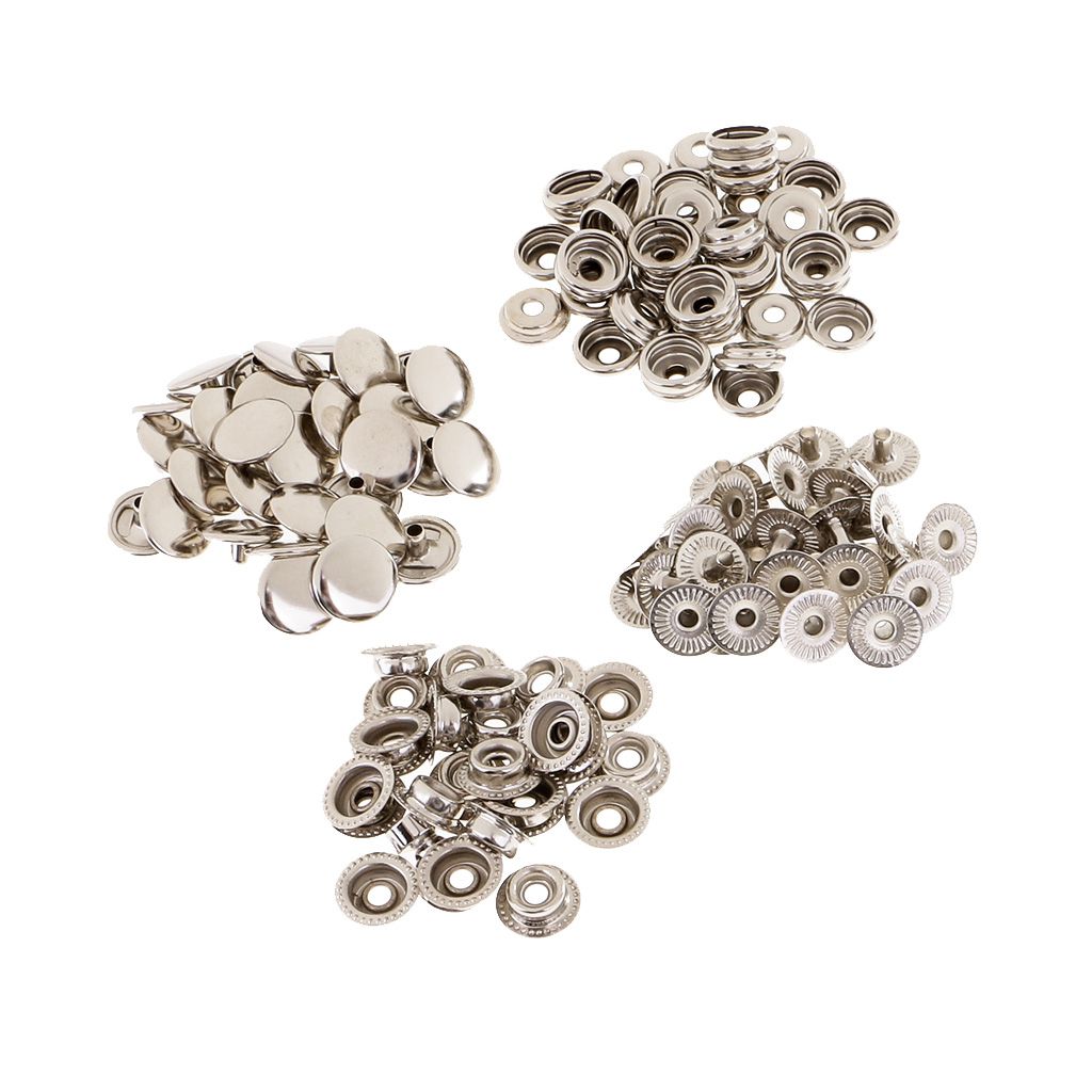 30 Sets Metal Snap Fasteners  Press 12.5mm Sliver