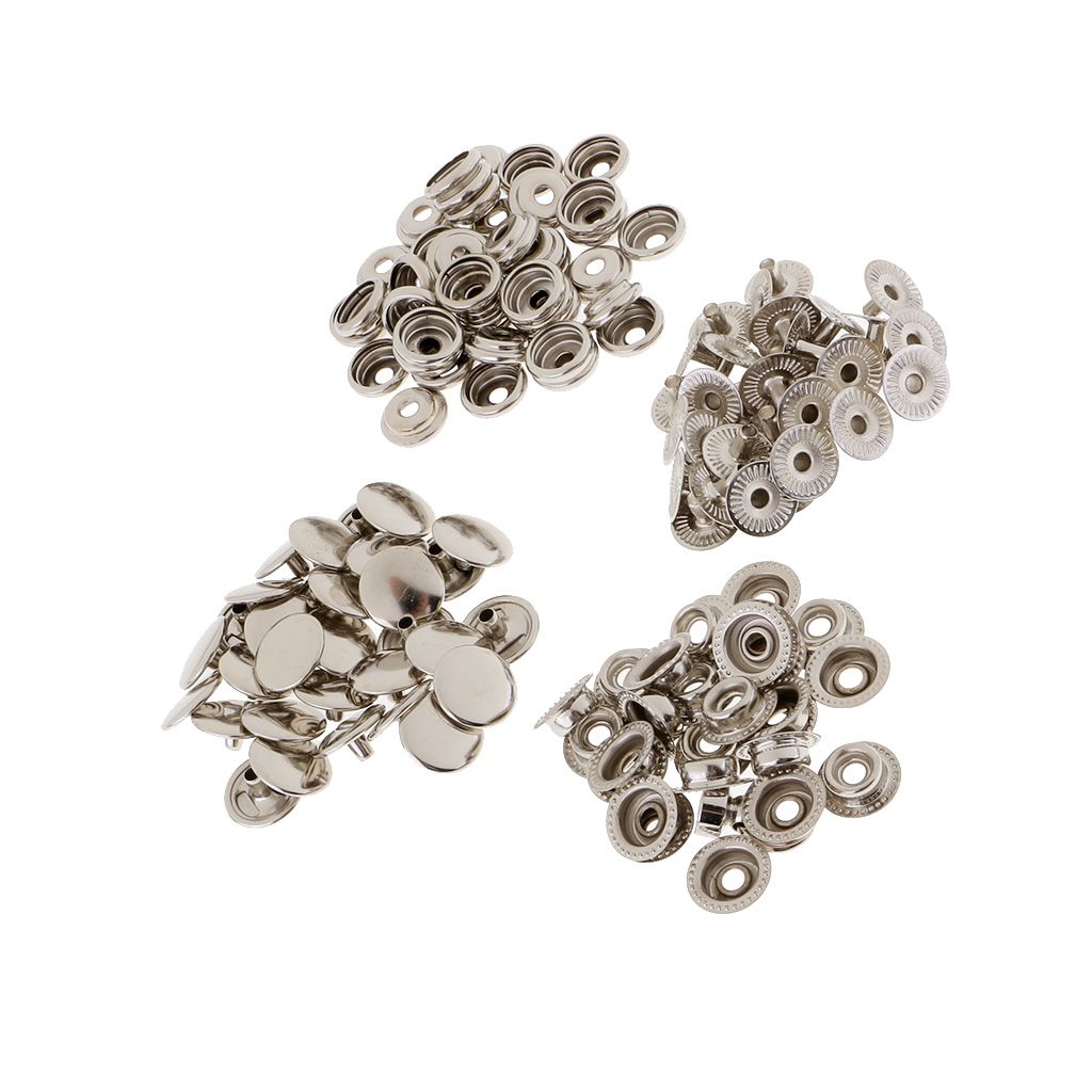 30 Sets Metal Snap Fasteners  Press 12.5mm Sliver