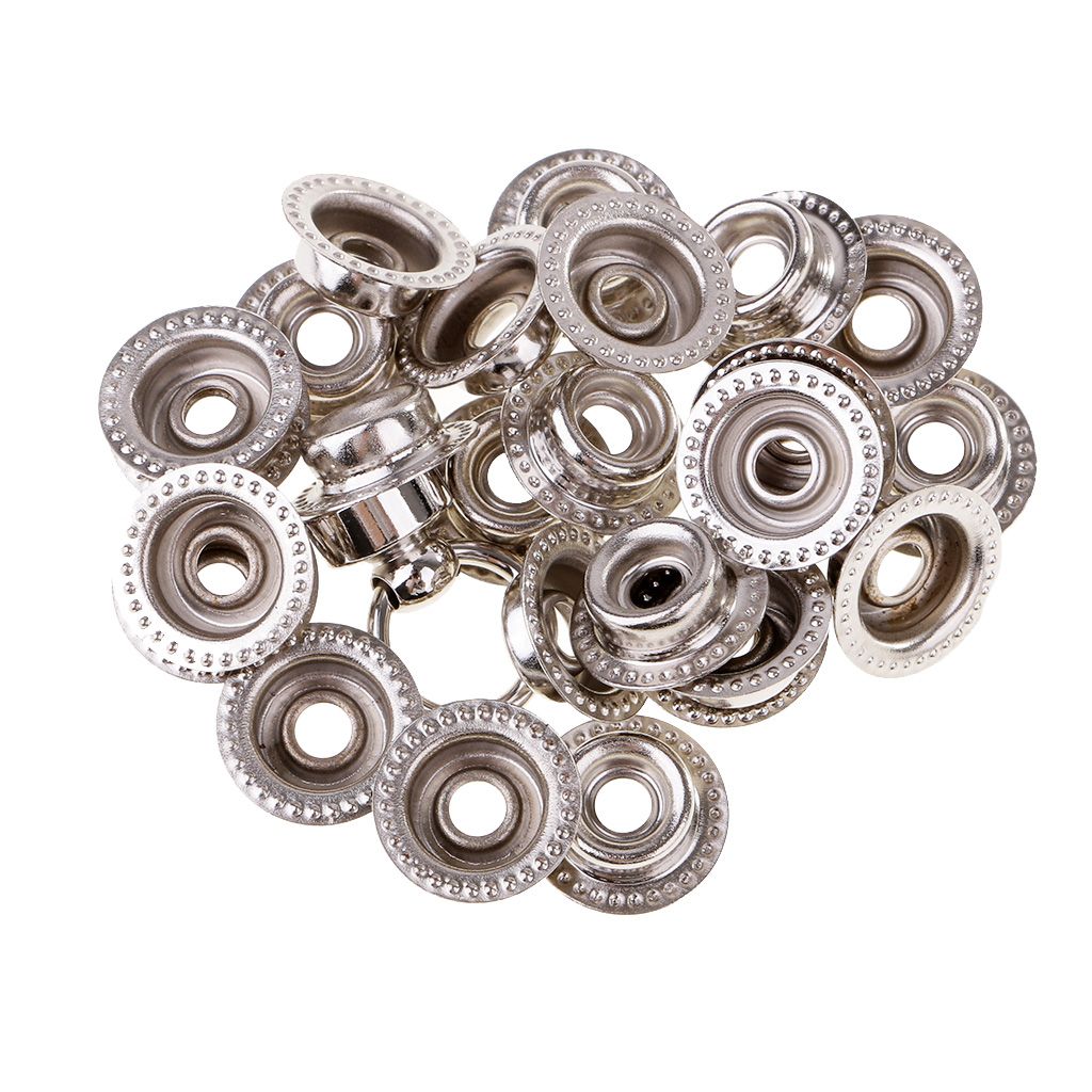 30 Sets Metal Snap Fasteners  Press 12.5mm Sliver