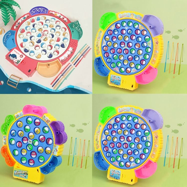 Fishing Toy , Colour: Pink Battery Style+45 Fish 4 Rods+Educ
