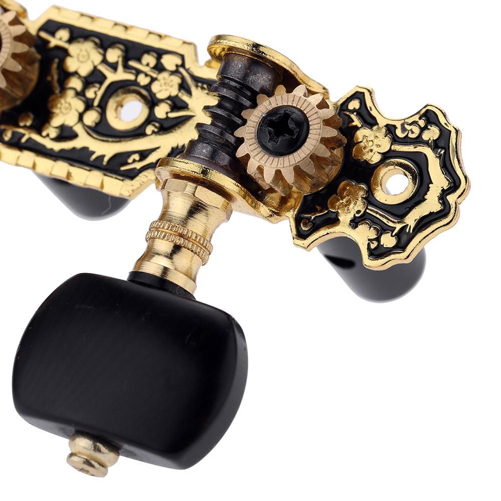 Alice AO-020HV3P 1Pair(Left + right) Classical Guitar Tuning Key Gold /Black Plated Peg Tuner Machine Head(long) String Tuner