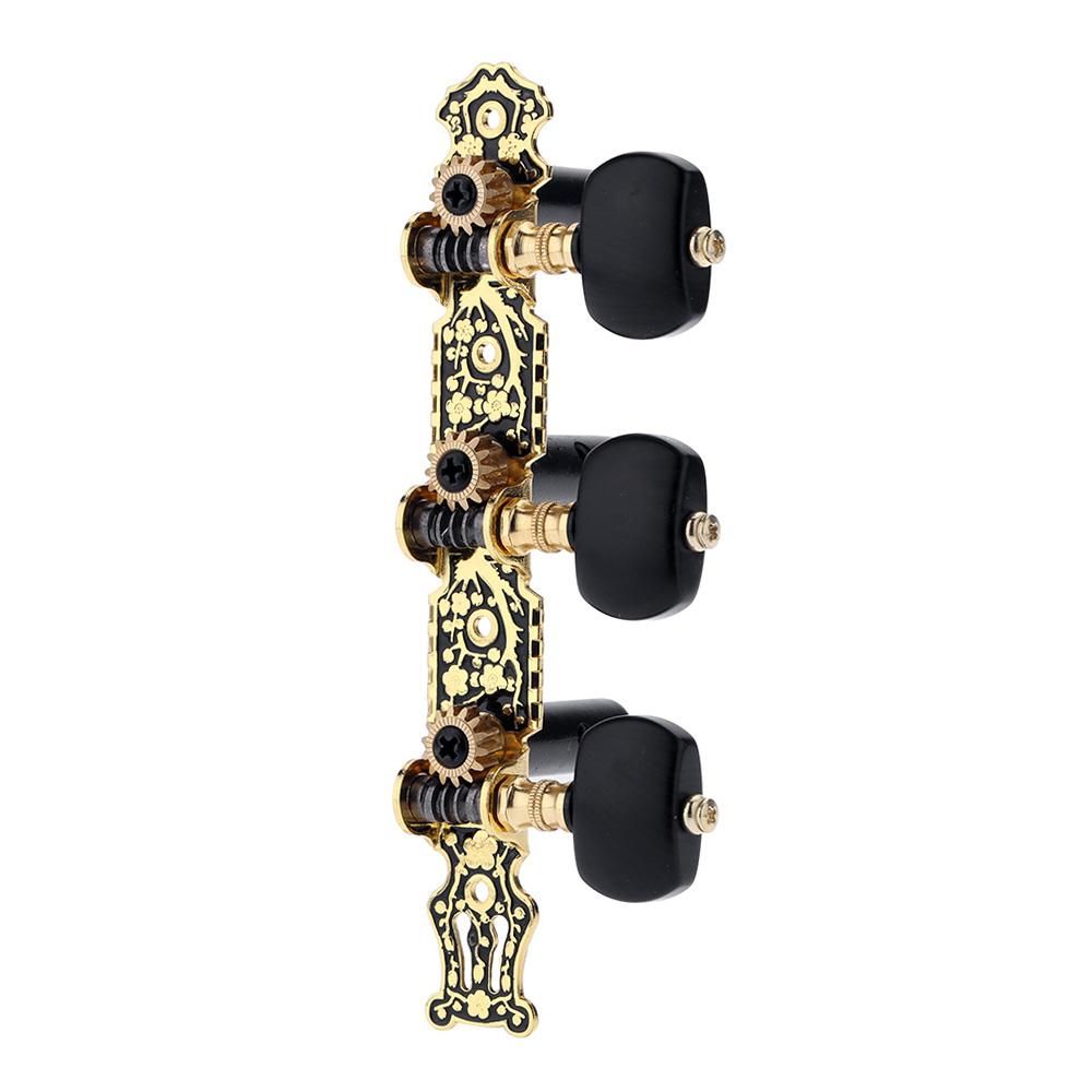 Alice AO-020HV3P 1Pair(Left + right) Classical Guitar Tuning Key Gold /Black Plated Peg Tuner Machine Head(long) String Tuner