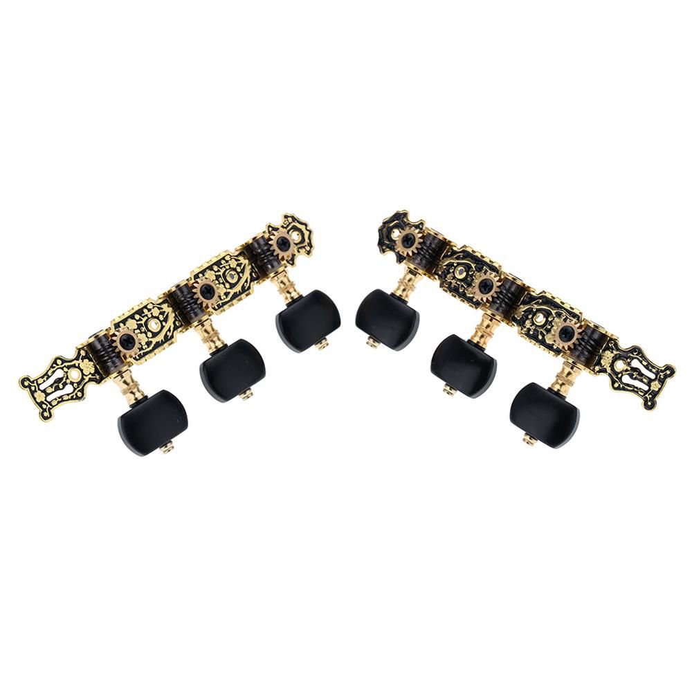 Alice AO-020HV3P 1Pair(Left + right) Classical Guitar Tuning Key Gold /Black Plated Peg Tuner Machine Head(long) String Tuner
