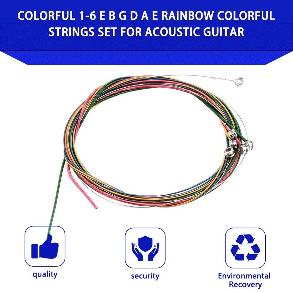 TB Colorful 1-6 E B G D A E Rainbow Colorful Strings Set For Acoustic Guitarcolorful
