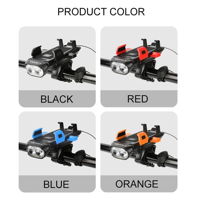 Four-in-one Re Hargeable  Ar Light Mountain Bike Horn Light One-key Lo K-black-60mm * 130mm