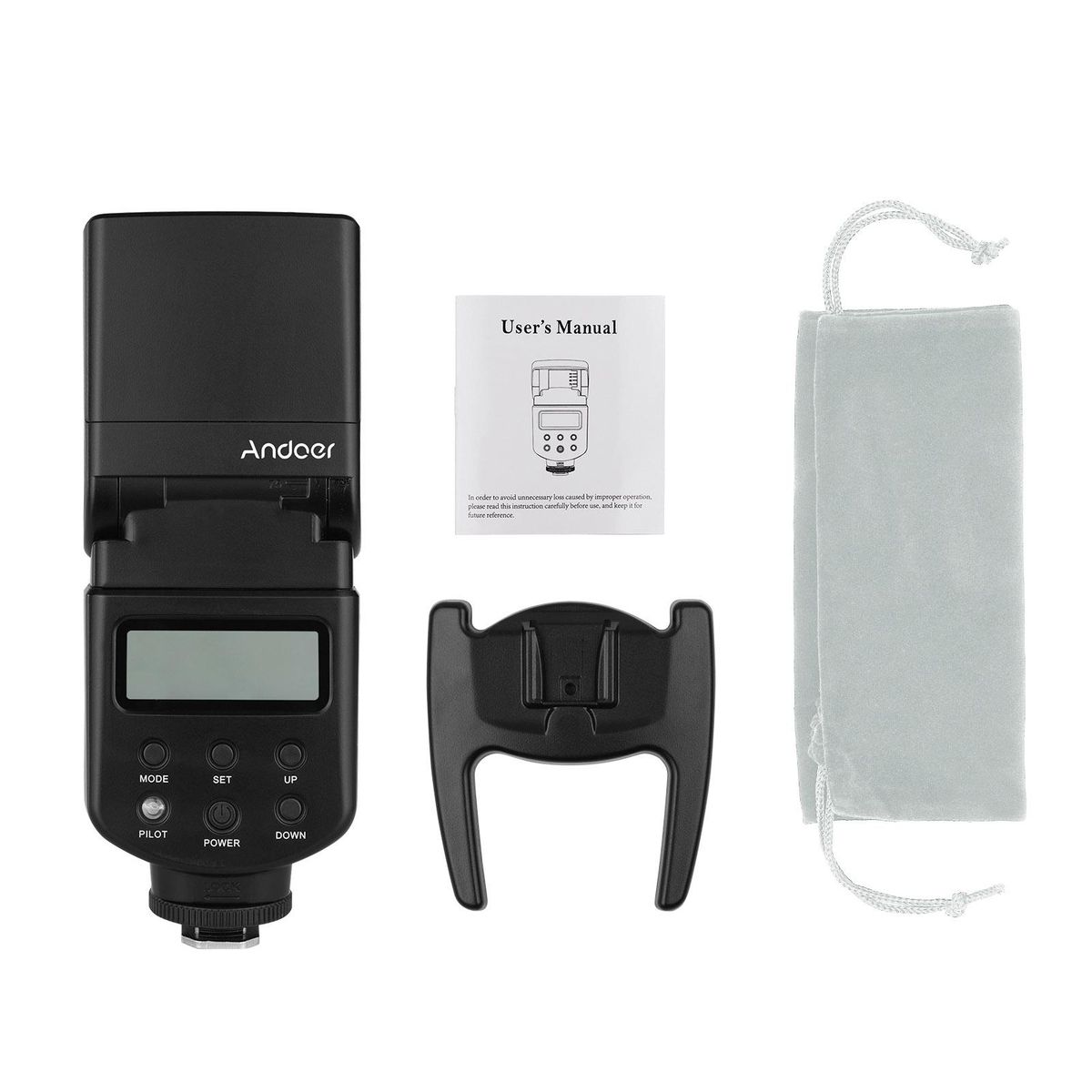 Andoer Universal Flash Speedlite GN40 Adjustable LED Fill Light On-camera Flash With Bracket Replacement for Canon Nikon Olympus Pentax DSLR Cameras
