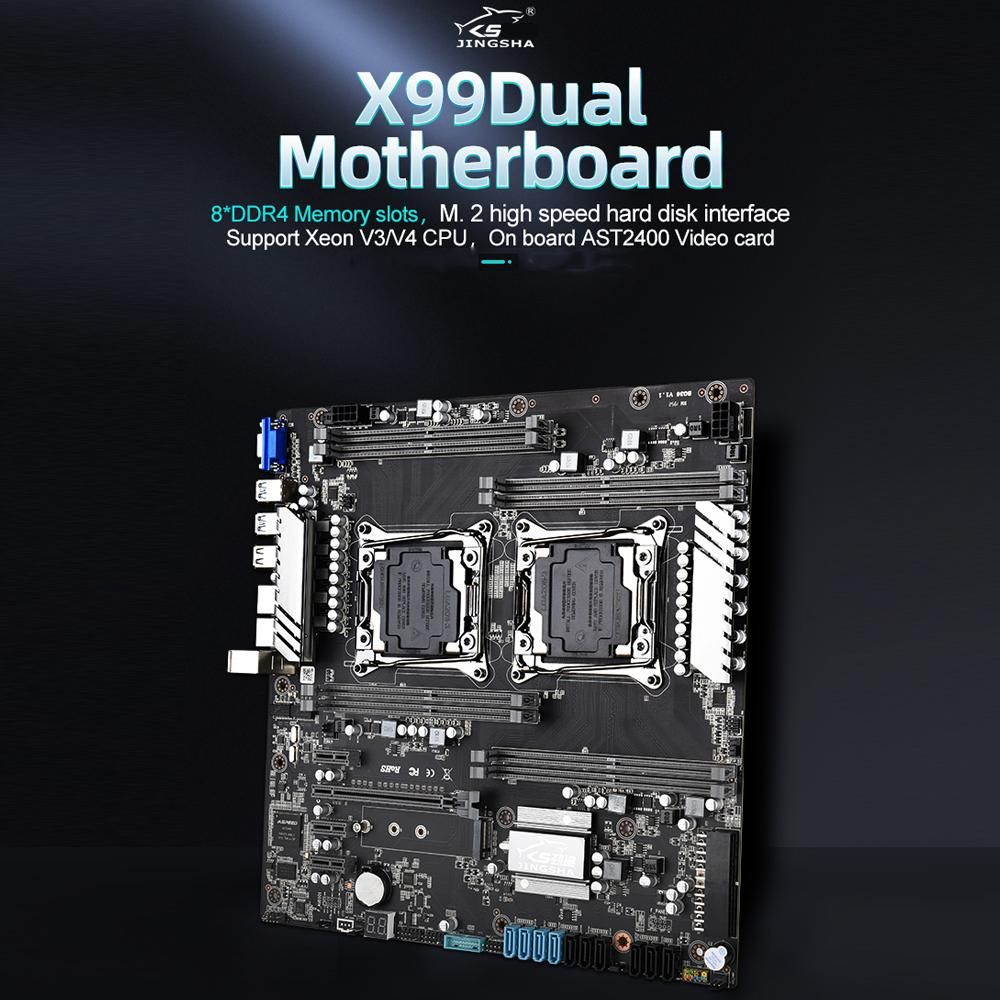 Jingsha X99 Dual Gaming Motherboard Mainboard with 8 DDR4 Memory Slots 10 SATA3.0 Ports Support Intel LGA2011 V3/V4 Series CPU