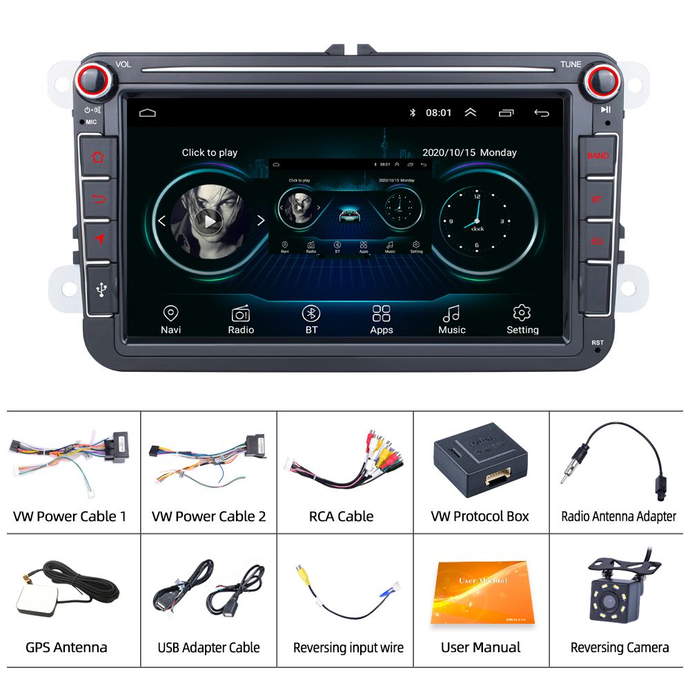X- 2 Din 8inch Android 11 Gps For Vw/Volkswagen Touch Scree