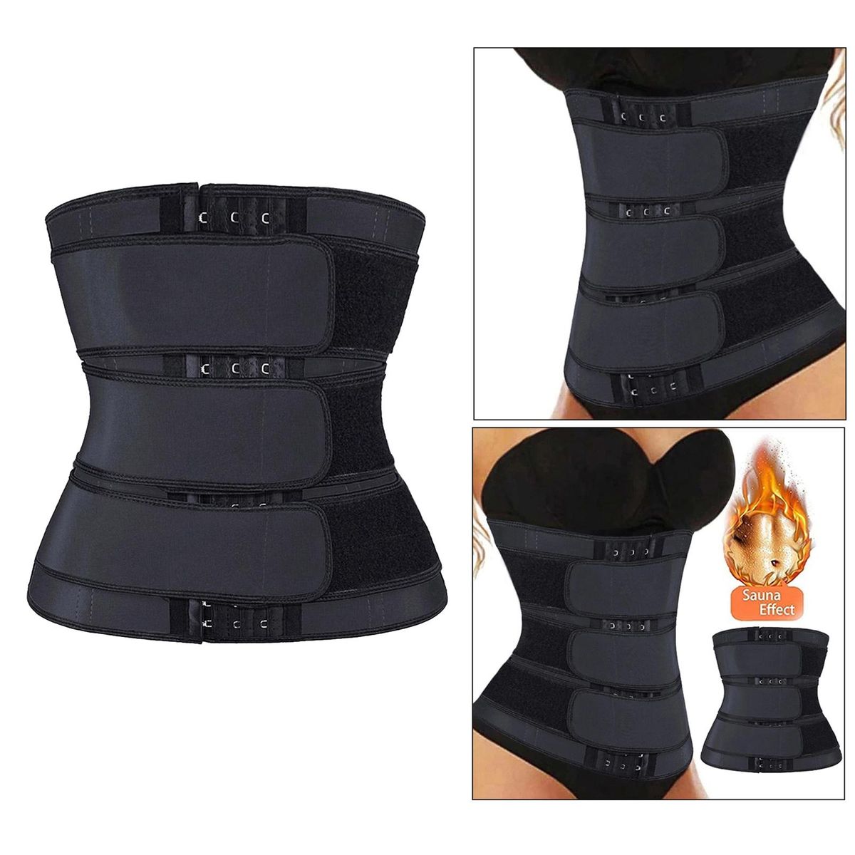Women Waist Girdle Belt Body Shaper Cincher Trainer Tummy Black XL