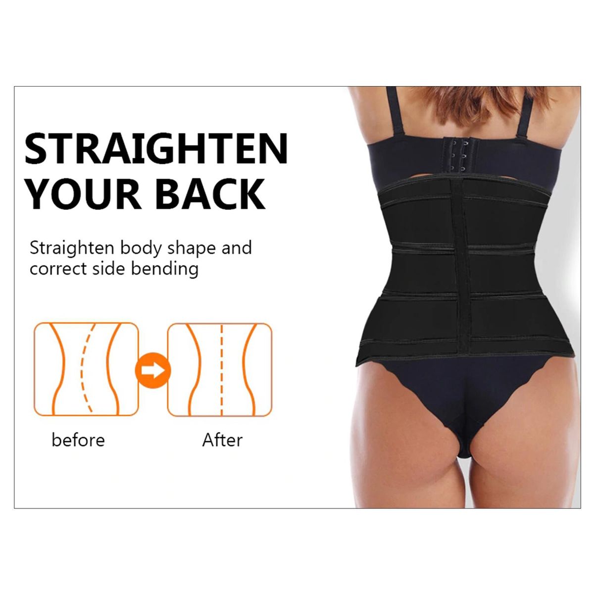 Women Waist Girdle Belt Body Shaper Cincher Trainer Tummy Black XL