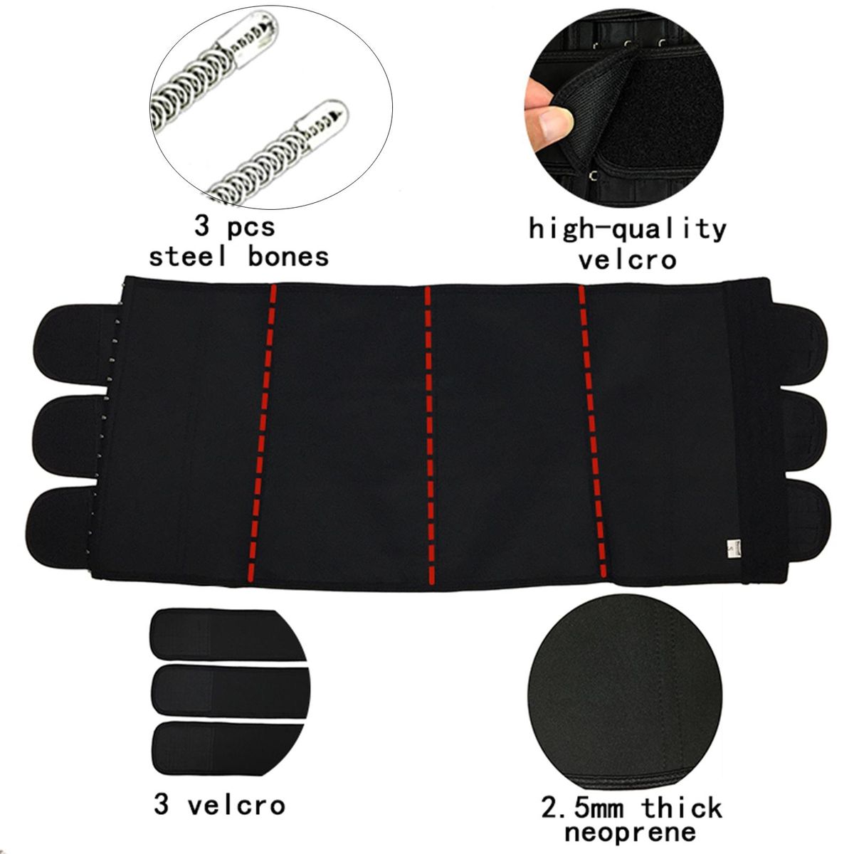 Women Waist Girdle Belt Body Shaper Cincher Trainer Tummy Black XL