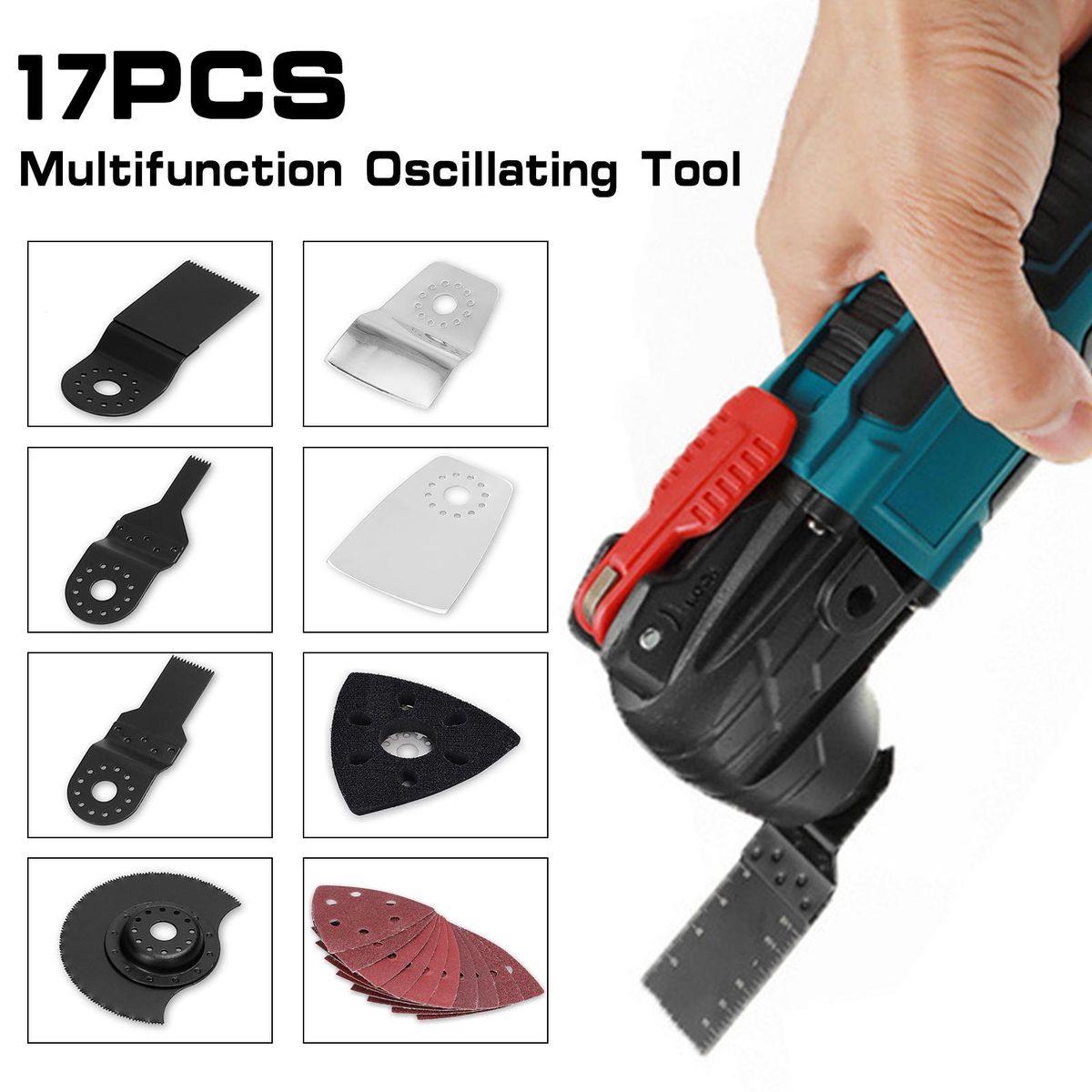 17PCS Multifunction Oscillating Tool Accessory Set Electric Shovel Cutting Trimming Machine Fittings Home Decoration Trimmer Attachment Kit