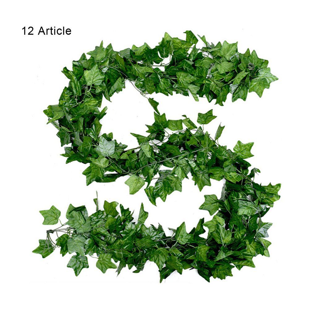 Artificial Rattan Leaves Artificial Flower Vines Grapes Leaves Creeping Ivy-Green