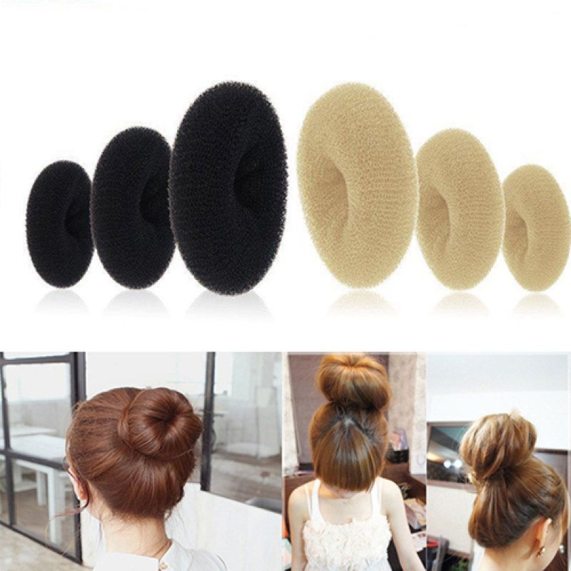 Women Girl Magic Donut Shape Hair Ring Bun Former-Black