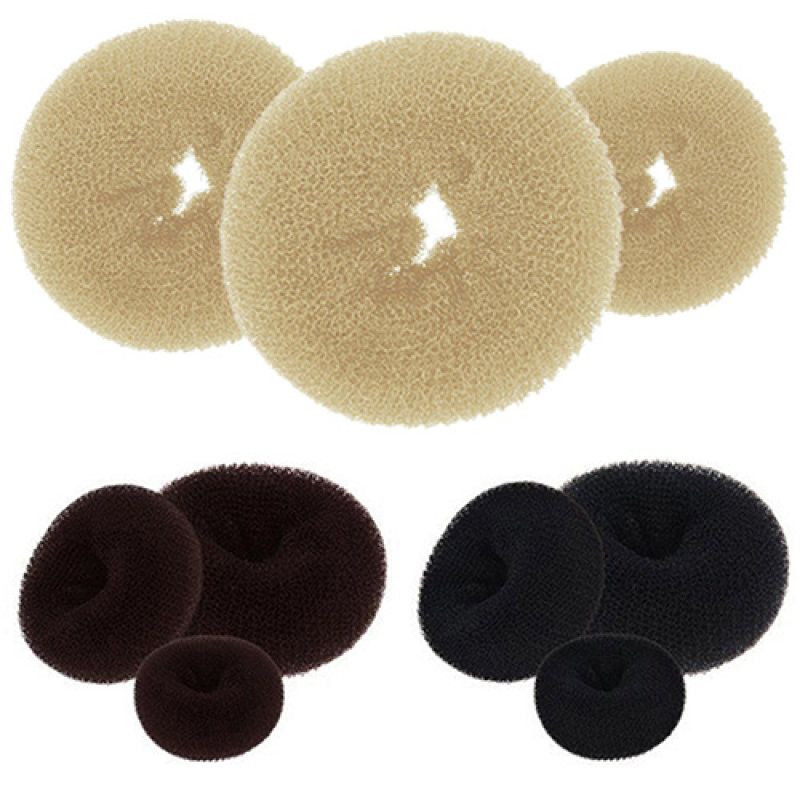 Women Girl Magic Donut Shape Hair Ring Bun Former-Black
