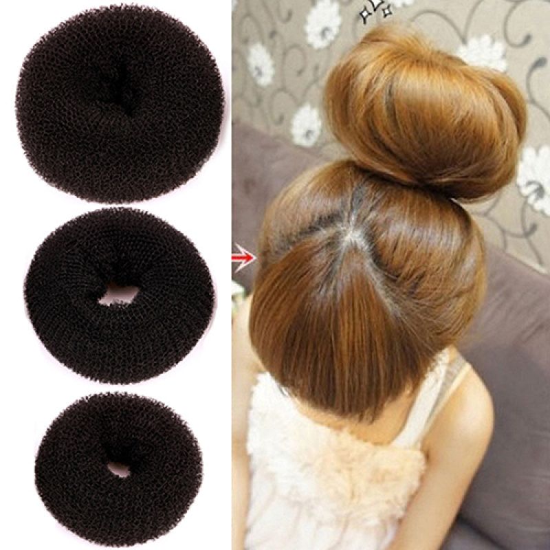 Women Girl Magic Donut Shape Hair Ring Bun Former-Black