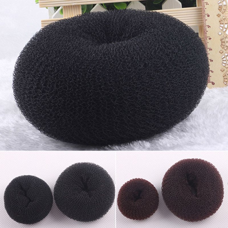 Women Girl Magic Donut Shape Hair Ring Bun Former-Black