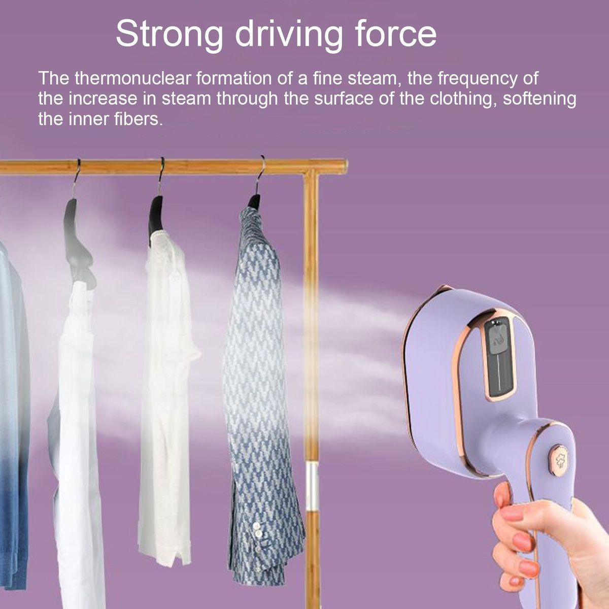 Mini Steam Iron Portable Travel Steamer Iron Rotatable Handle Purple