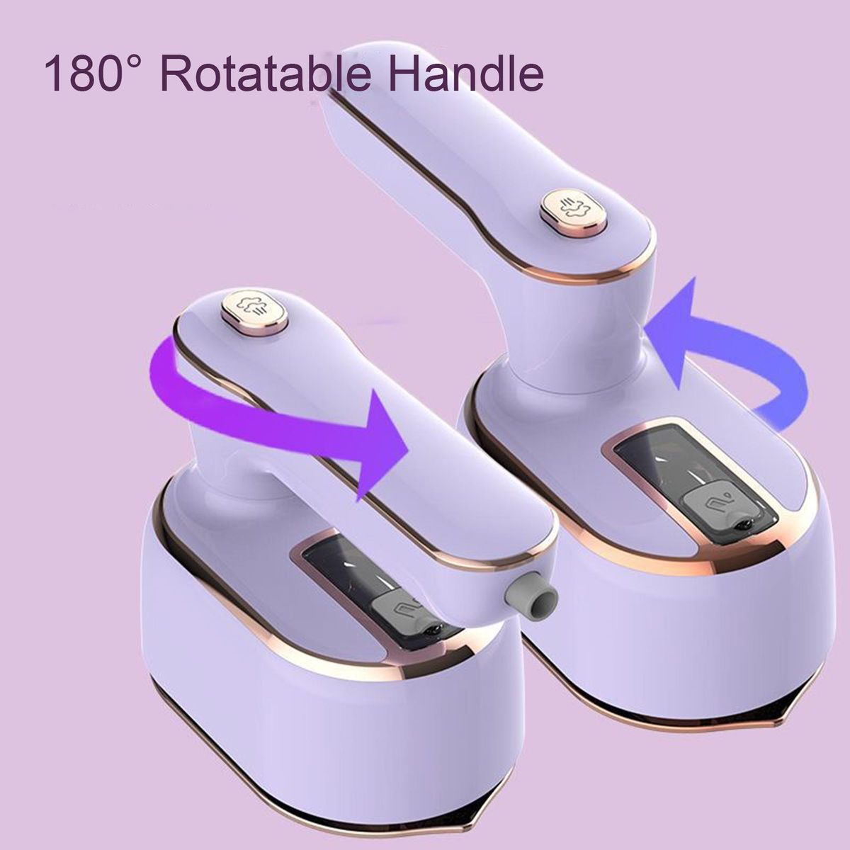 Mini Steam Iron Portable Travel Steamer Iron Rotatable Handle Purple