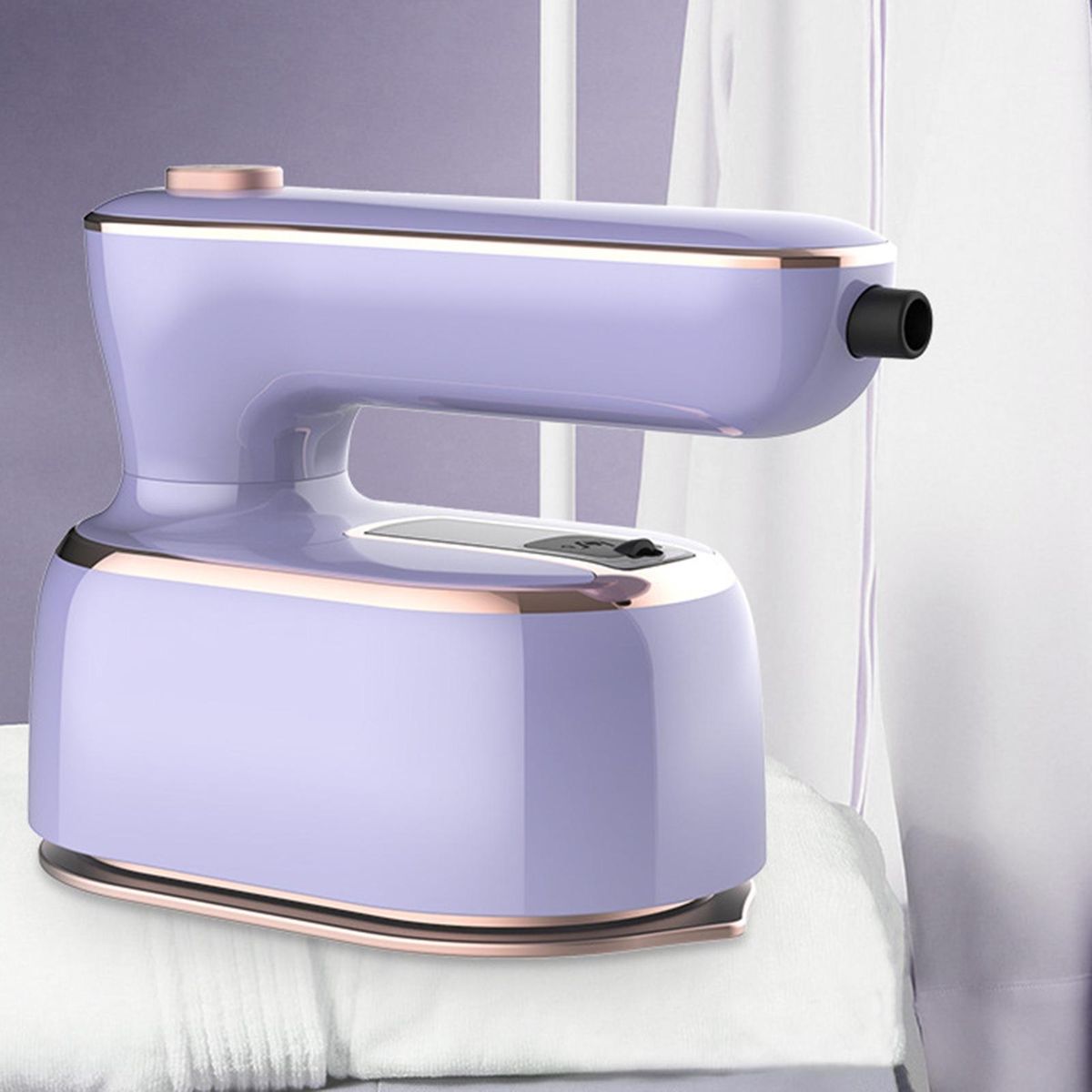Mini Steam Iron Portable Travel Steamer Iron Rotatable Handle Purple