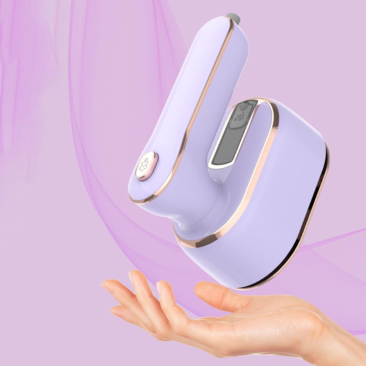 Mini Steam Iron Portable Travel Steamer Iron Rotatable Handle Purple