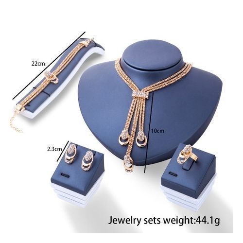 Classic Jewelry Set; Necklace, Earring, Bracelet, Ring