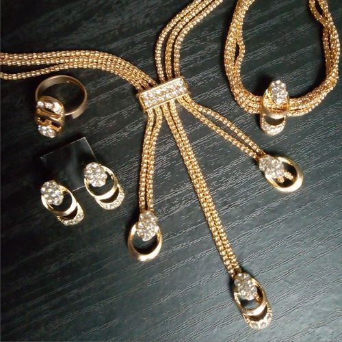 Classic Jewelry Set; Necklace, Earring, Bracelet, Ring